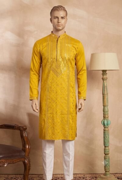 Embellished Silk Men’s Kurta Set