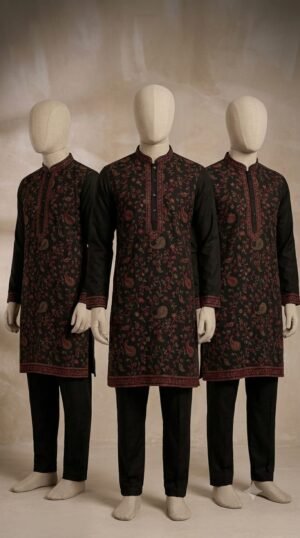 Black Paisley Men’s Kurta Set