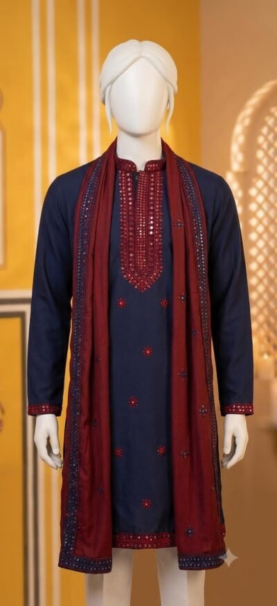 Festive Men’s Kurta Set with Dupatta