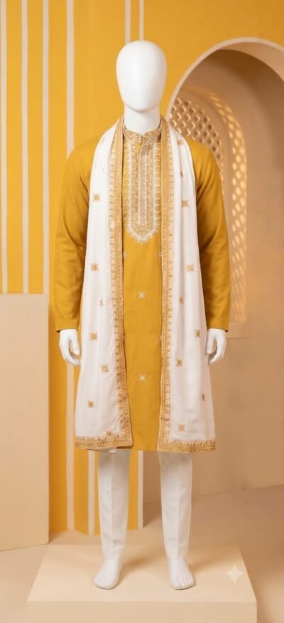 Festive Men’s Kurta Set with Dupatta