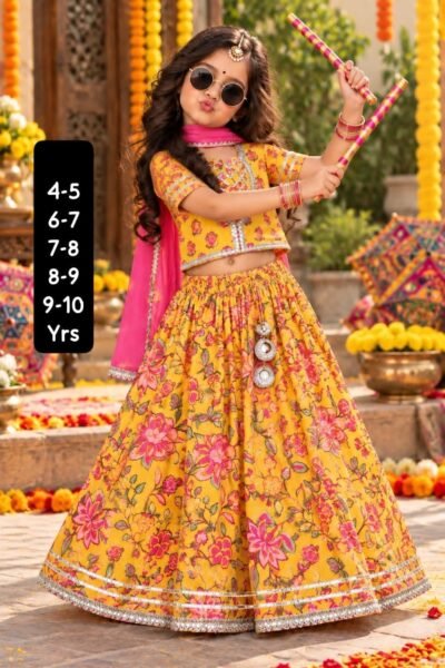 IMG-20260922-WA0077 Floral Cotton Lehenga Set for Girls