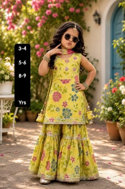 IMG-20260922-WA0102 Floral Cotton Sharara Set for Girls