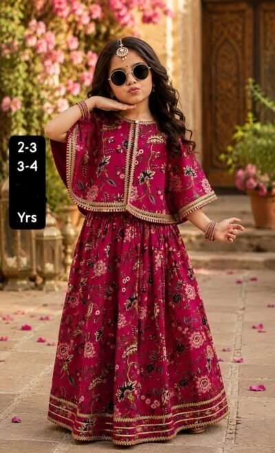 IMG-20260922-WA0118 Floral Cotton Lehenga Choli Set with Umbrella Shrug