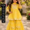 Lurex Peplum Sharara Set for Girls