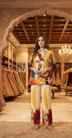IMG-20260922-WA0675 Mustard Multicolour Crepe Co-ord Set