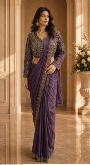 Beadwork Satin Ready-to-Wear Saree