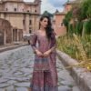 IMG-20260923-WA0136 Multicolour Chinon Jacquard Mirror Work Kurta Palazzo Set