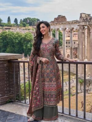 IMG-20260923-WA0138 Dark Green Printed Kurta Palazzo Set With Dupatta