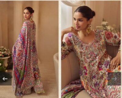 Pastel Multicolour Printed Kurta Palazzo Set With Dupatta