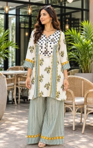IMG-20260923-WA0257 Ivory Floral & Striped Farshi Salwar Set