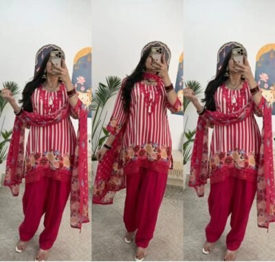 IMG-20260923-WA0261 Pink Striped & Floral Crepe Farshi Salwar Set