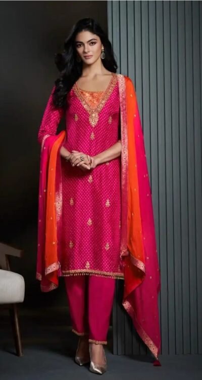 IMG-20260923-WA0641 Bandhani Crepe Silk Kurta & Straight Pants Set