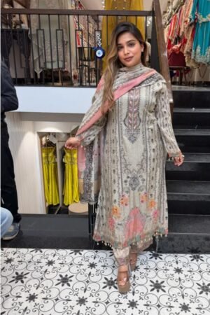 IMG-20260924-WA0495 Pearl Grey Floral Shimmer Suit Set