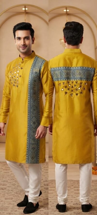 IMG-20260924-WA0884 Ajrakh-Inspired Mirror Work Men’s Kurta