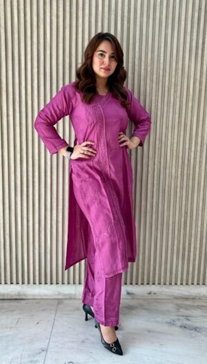 IMG-20260924-WA0963 Chanderi Chikankari Kurta & Pant Set