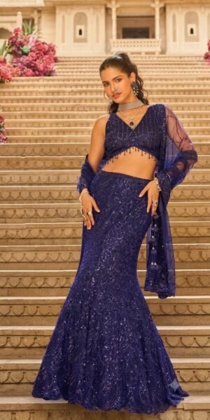 IMG-20260924-WA1425 Royal Blue Embellished Fishtail Lehenga Set