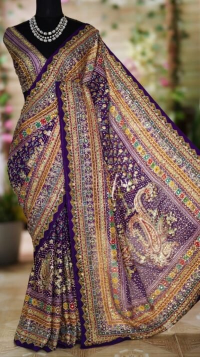 IMG-20260925-WA0153 Ajrakh-Inspired Embellished Chinon Saree