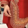 SCF0123-01 Chinon Farshi Salwar Suit with Kardana Zardozi Dabka Work & Potli