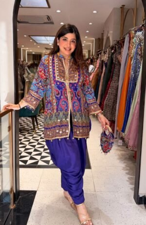 SCF0126-01 Crepe Designer Indo-Western Embroidered Set