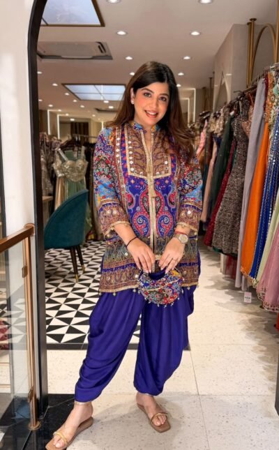 SCF0126-02 Crepe Designer Indo-Western Embroidered Set