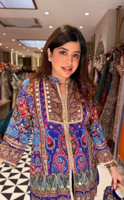 SCF0126-03 Crepe Designer Indo-Western Embroidered Set