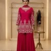 SCF0132-02 Pure Chinon Handwork Kurta Sharara Set