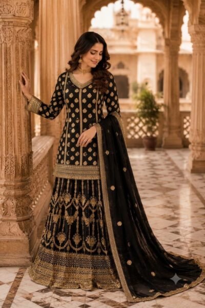 SCF0138-01 Premium Georgette Embroidered Lehenga Set