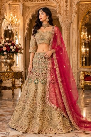 SCF0144-01 Pure Silk & Net Golden Thread Lehenga Choli
