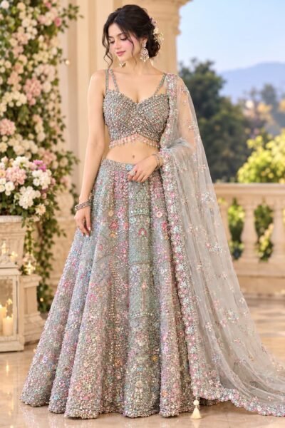 Pure Silk & Net Mirror Work Lehenga Choli