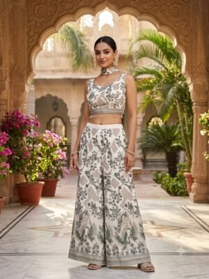 SCF0151-02 Georgette Blouse Palazzo Indo-Western Set