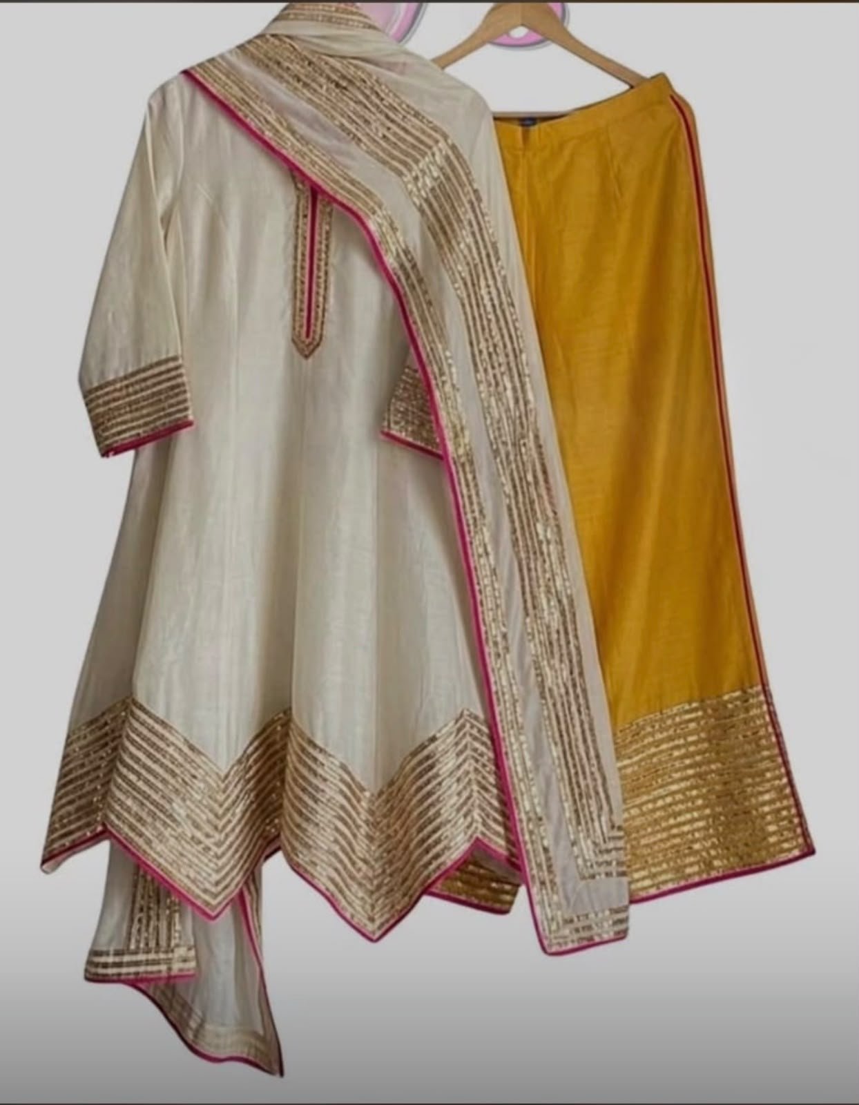 Mul Chanderi Gota Kurta Palazzo Set - Image 4