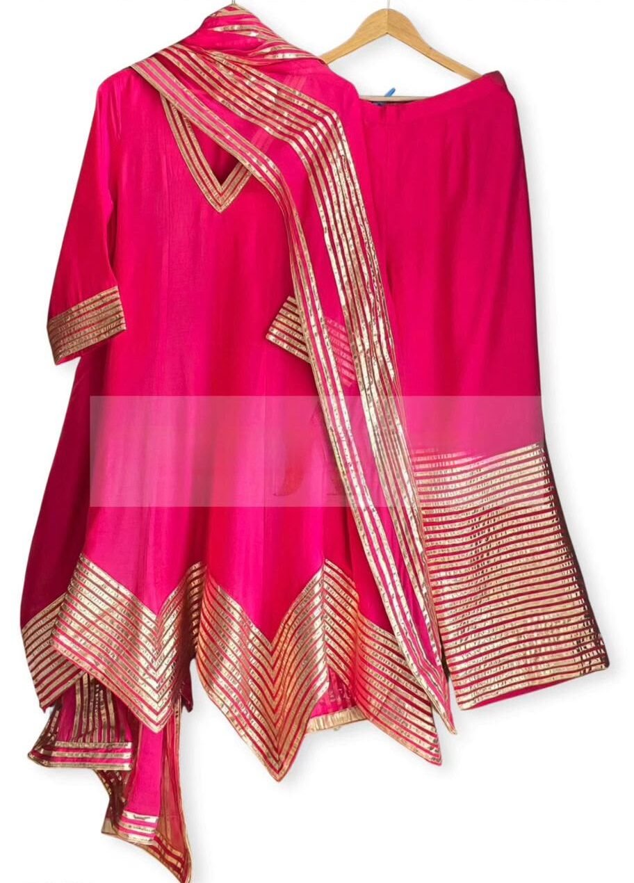 Mul Chanderi Gota Kurta Palazzo Set - Image 3