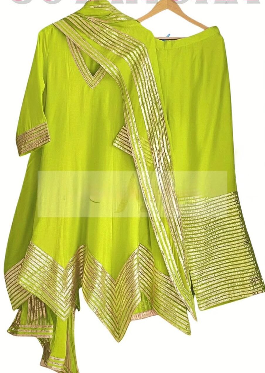 Mul Chanderi Gota Kurta Palazzo Set - Image 2