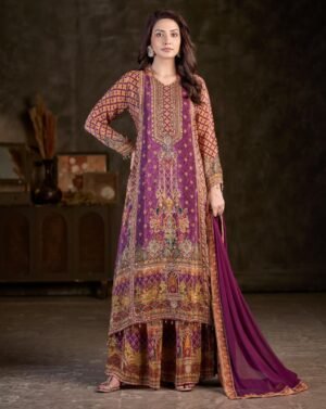 SCF0155-01 Pure Crepe C-Cut Kurta Sharara Set