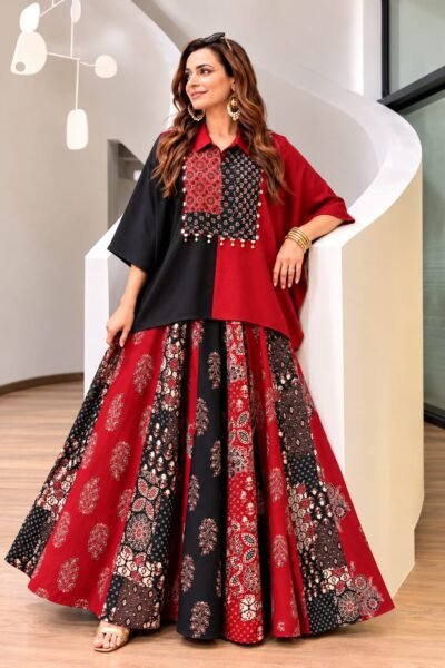 Premium Cotton Printed Lacework Set