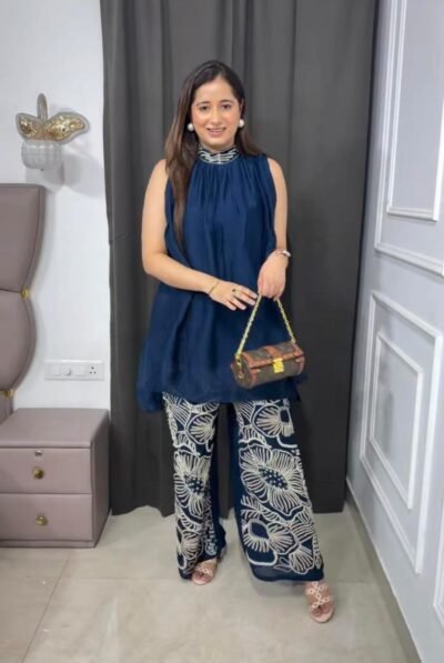 Pure Chinon Halter-Neck Top Palazzo Set