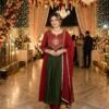 SCF0175-02 Mul Chanderi Anarkali Pant Dupatta Set