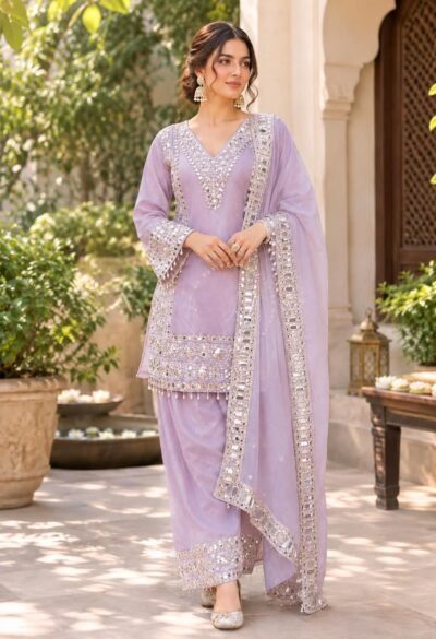 Shimmer Organza Gota Work Farshi Salwar Set