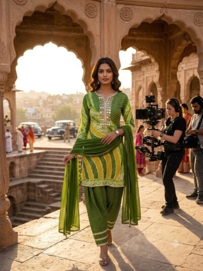 SCF0183-01 Chinon Mirror Work Farshi Salwar Dress