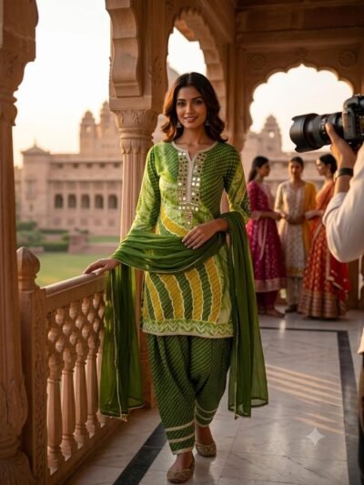 SCF0183-02 Chinon Mirror Work Farshi Salwar Dress