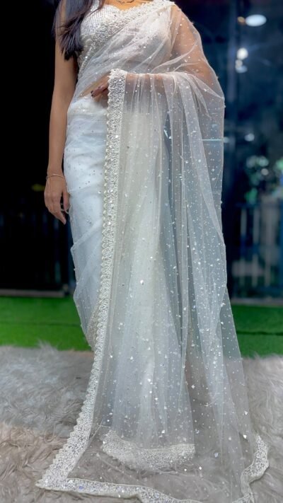 SCF0191-02-1.jpg Imported Floral Sequin & Pearl Saree