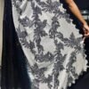 Black & White Georgette Leaf Sequin Saree