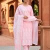 SCF0200-01 Chanderi Chikankari Kurti Pant Dupatta Set