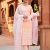 SCF0200-02 Chanderi Chikankari Kurti Pant Dupatta Set