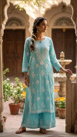 SCF0201-01 Rayon Embroidered Kurti Set