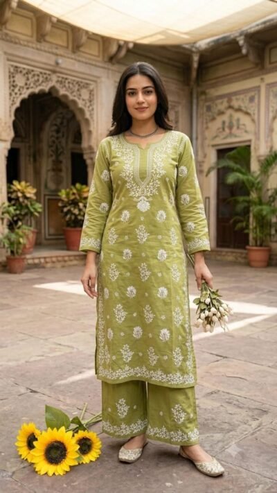 Rayon Embroidered Kurti Set