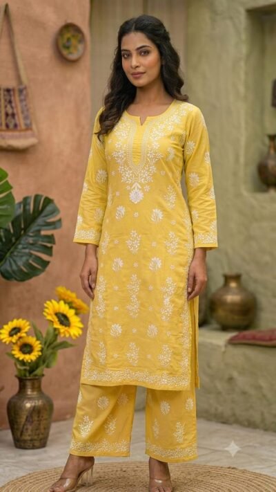 Rayon Embroidered Kurti Set