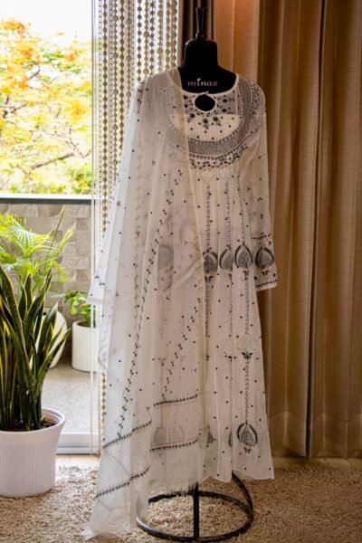 SCF0209-01 Authentic Lucknowi Chikankari Mul Cotton Anarkali