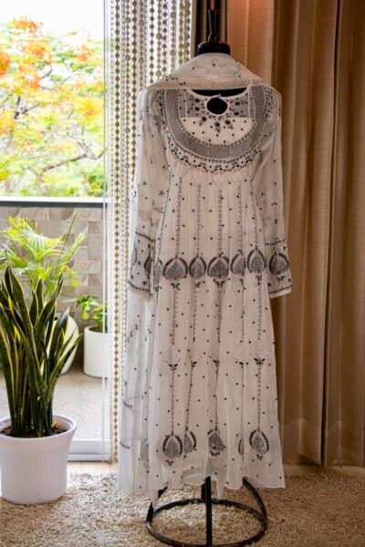 SCF0209-02 Authentic Lucknowi Chikankari Mul Cotton Anarkali