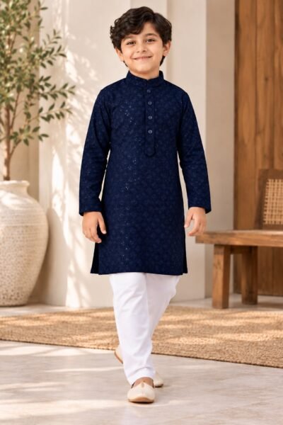 SCF0213-02 Kids Rayon Chikankari Kurta Pant Set – 6 Colours